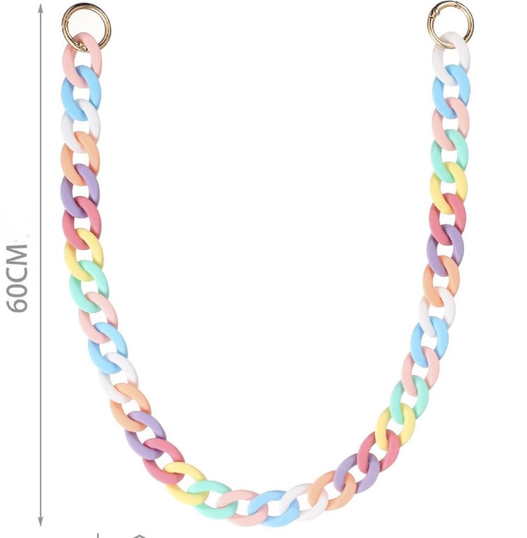 Tracolla Catena Acrilica Multicolor con Anelli Oro 844791