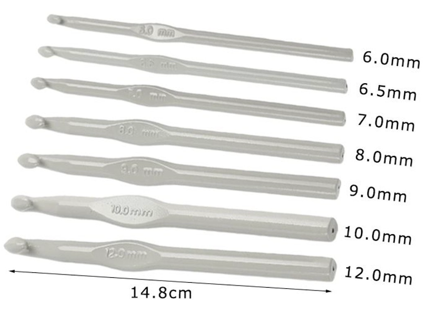 Set crochet 7 Uncinetti Maxi in alluminio 6-12 mm – Leggeri, Resistenti e Ideali per Lavori Creativi