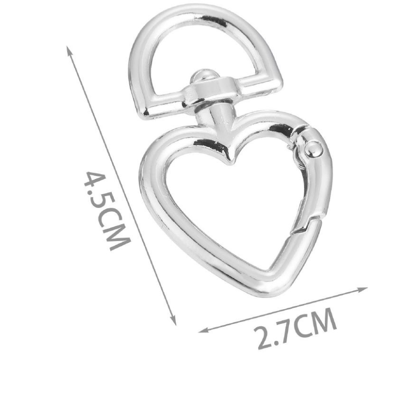 Decorative Carabiner for Bags, Heart and Star – Swivel Metal Hook in Gold or Silver