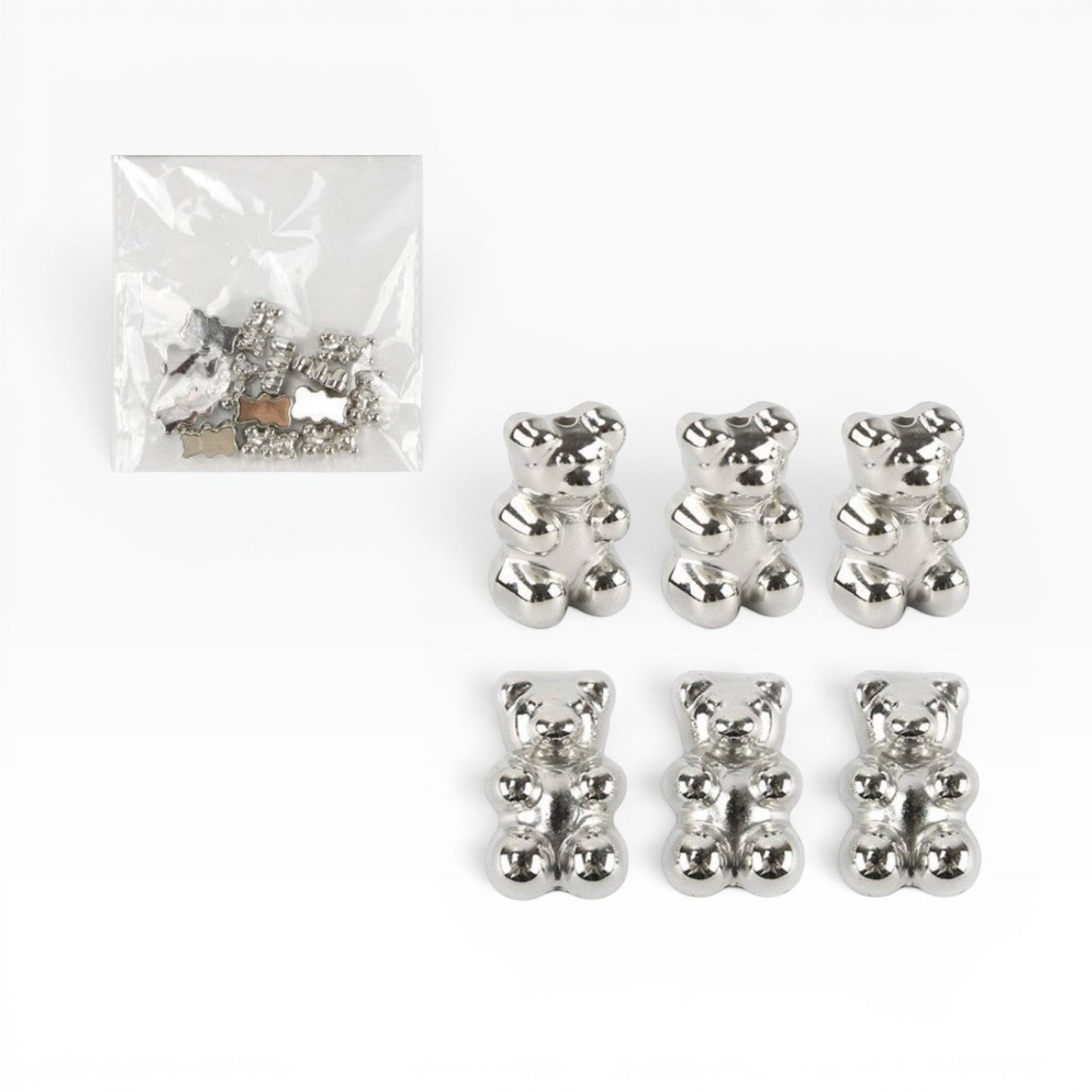 Perline Merceria & Tendenze a forma di orsetto color argento metallizzato in acrilico per bigiotteria fai-da-te