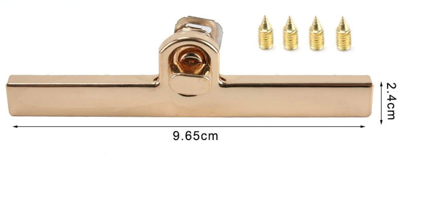 Chiusura a Girello con Barra Metallica per Borse Handmade – Finitura Oro o Argento con Viti Incluse