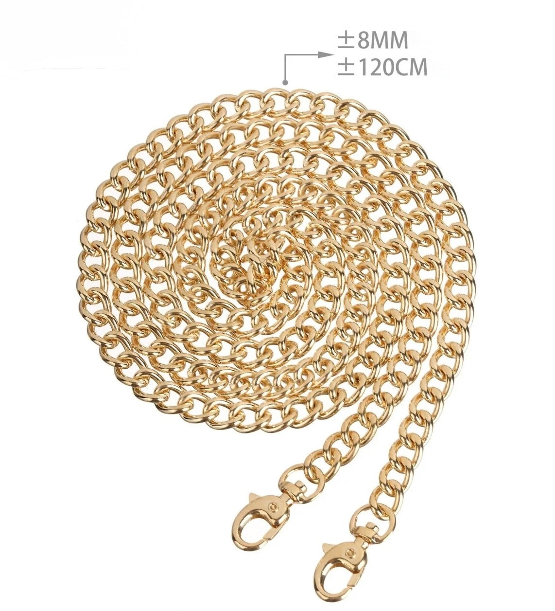 Catena per Borsa in Metallo 120CM 8MM con Moschettoni -COD.844