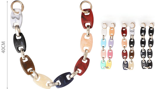 Catena per Borsa 40 cm con Maglie Rettangolari Effetto Resina – Manico Decorativo per Borse 844774
