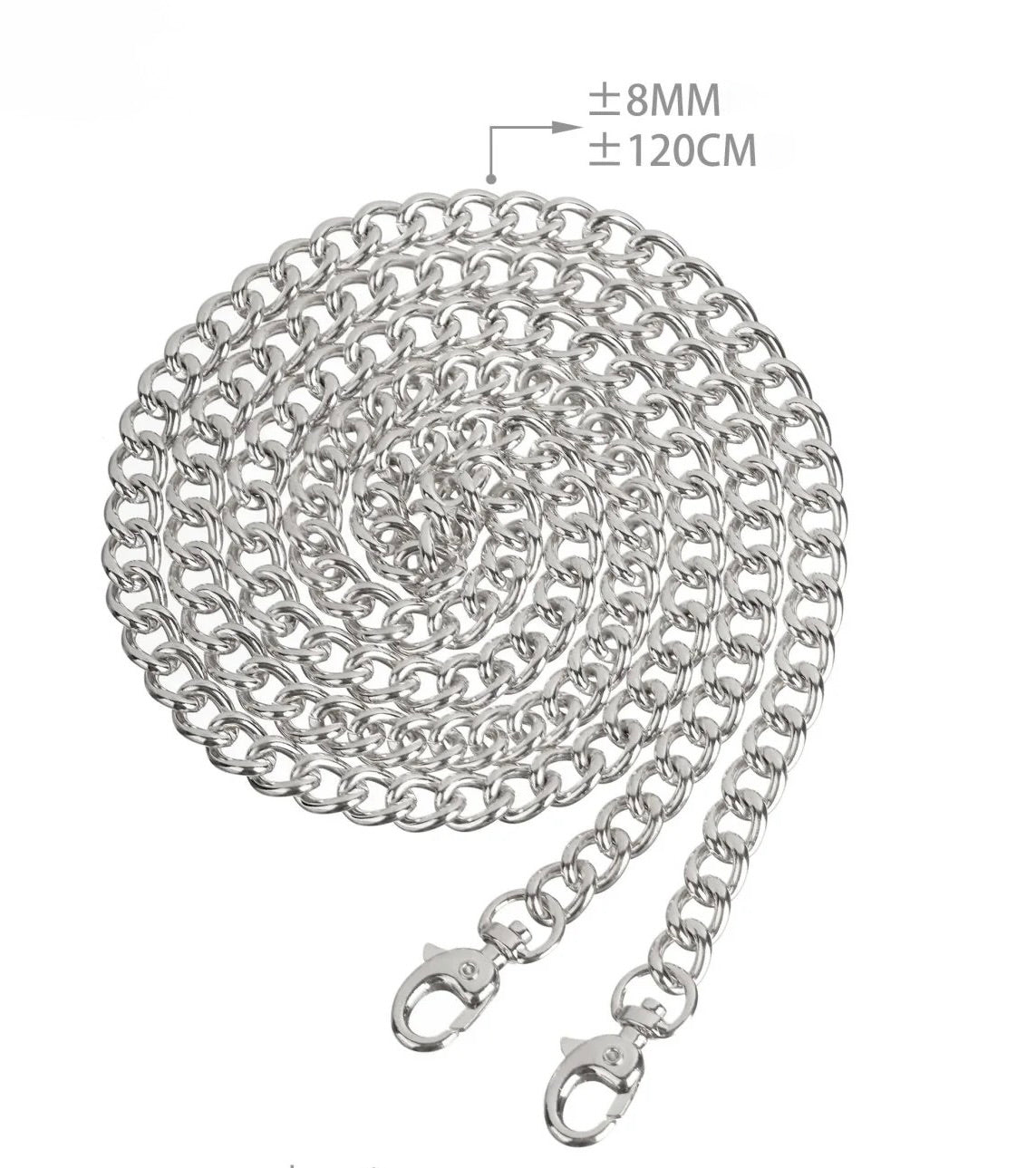 Catena per Borsa in Metallo 120CM 8MM con Moschettoni -COD.844