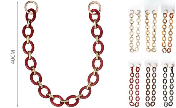 Catena Oval Glam in Resina 40 cm – Maglie Ovali Colorate con Inserti Metallici Oro 844766