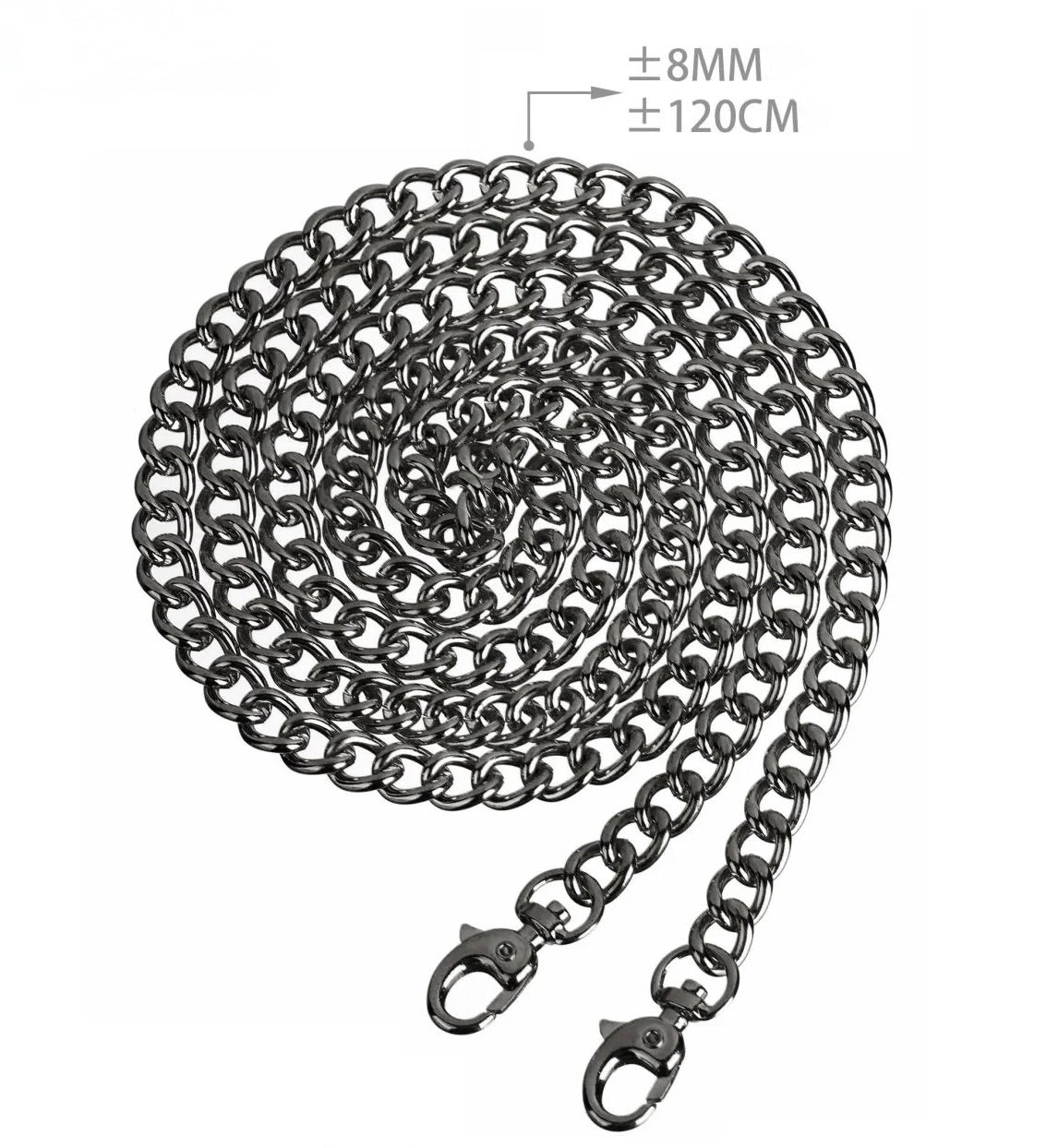 Catena per Borsa in Metallo 120CM 8MM con Moschettoni -COD.844