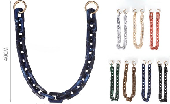 Catena Slim Glam in Resina 40 cm – Maglie Rettangolari Effetto Marmo con Anelli Metallici per Borse 844783