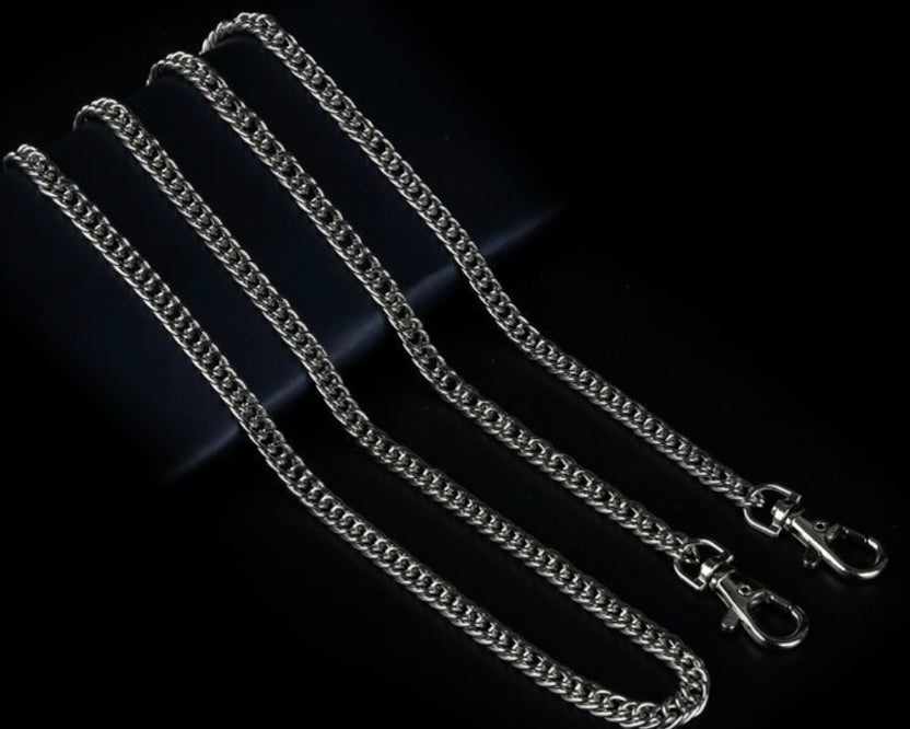 Catena per Borsa Argento 120 cm – Tracolla Metallica Maglia Stretta con Moschettoni-08713