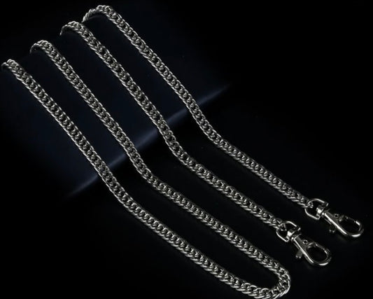 Catena per Borsa Argento 120 cm – Tracolla Metallica Maglia Stretta con Moschettoni-08713