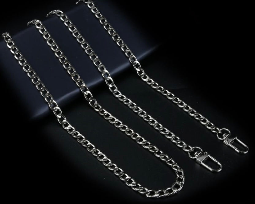Catena per Borsa Argento 120 cm – Tracolla Metallica Sottile Elegante con Moschettoni-08707-08701