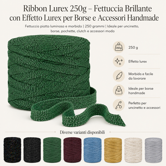Fettuccia piatta Ribbon Lurex 250g – Fettuccia Lurex Brillante per Borse e Accessori Handmade