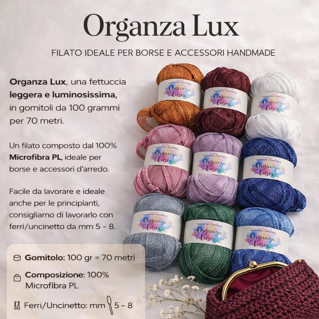 Organza Lux 100 grammi per 70 metri.