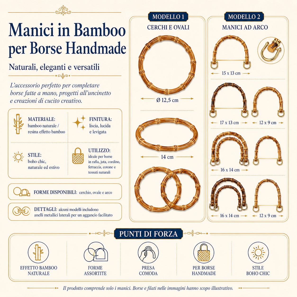 Manici in Bamboo ed Effetto Bamboo per Borse Handmade