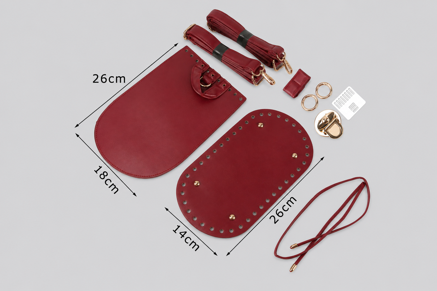 Kit Accessori per Zaini Handmade – Set Completo con Patta, Fondo, Spallacci e Chiusura per Borse Secchiello