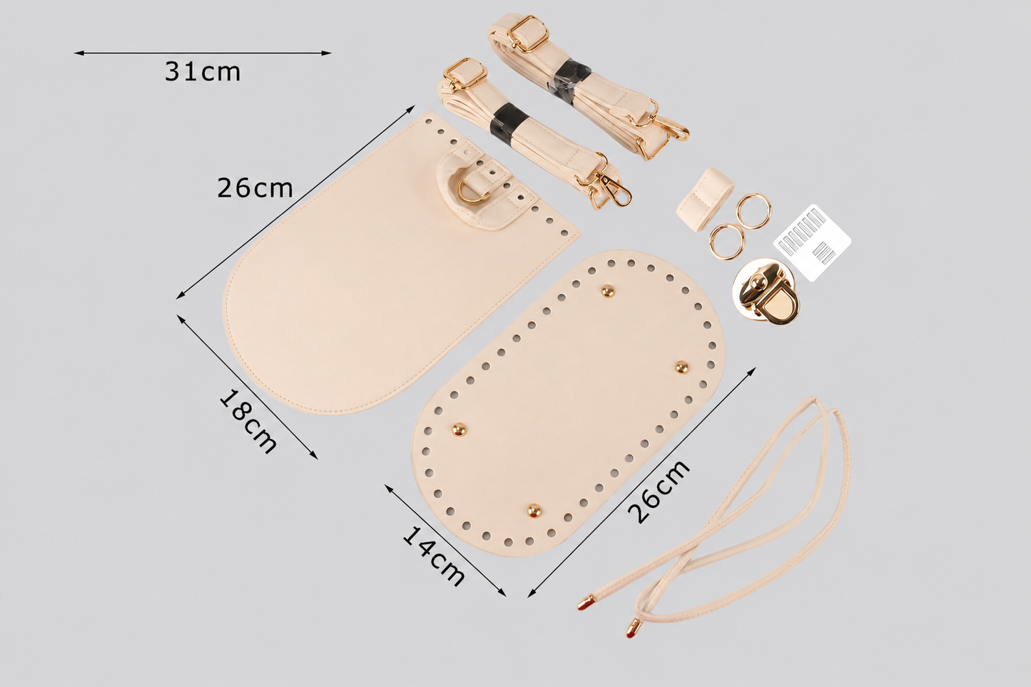 Kit Accessori per Zaini Handmade – Set Completo con Patta, Fondo, Spallacci e Chiusura per Borse Secchiello