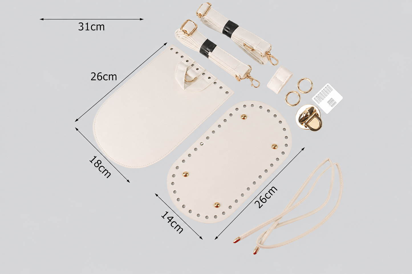 Kit Accessori per Zaini Handmade – Set Completo con Patta, Fondo, Spallacci e Chiusura per Borse Secchiello