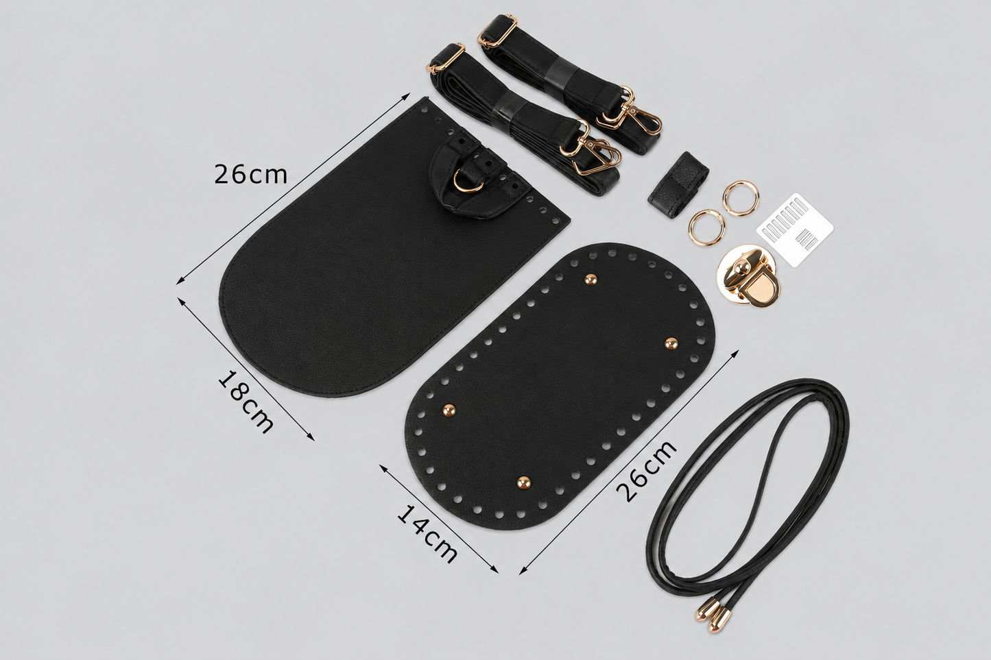 Kit Accessori per Zaini Handmade – Set Completo con Patta, Fondo, Spallacci e Chiusura per Borse Secchiello