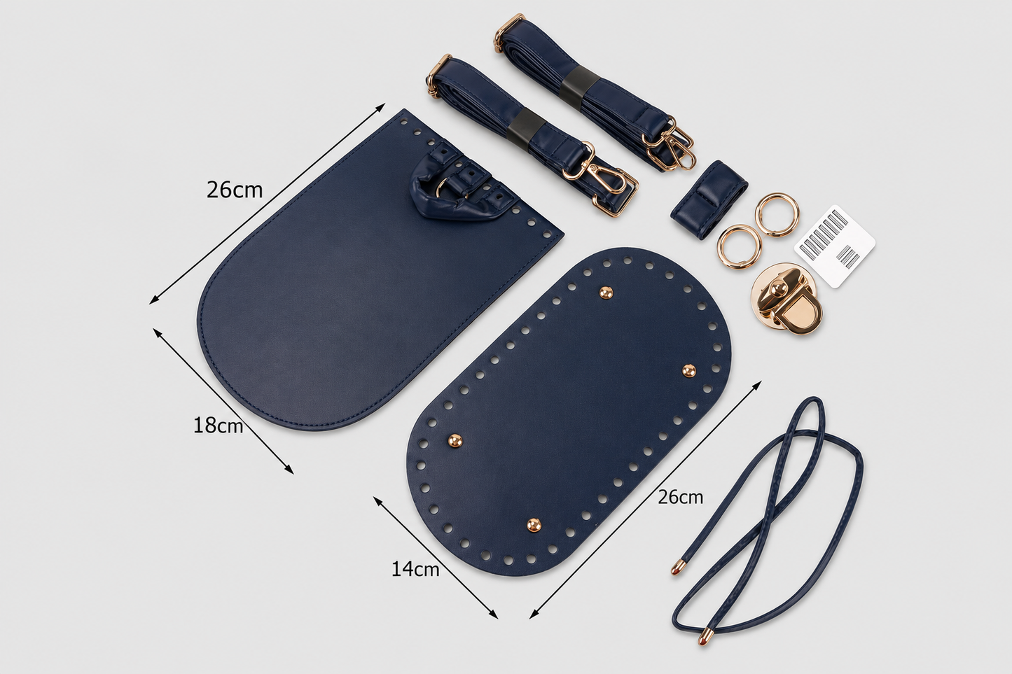 Kit Accessori per Zaini Handmade – Set Completo con Patta, Fondo, Spallacci e Chiusura per Borse Secchiello