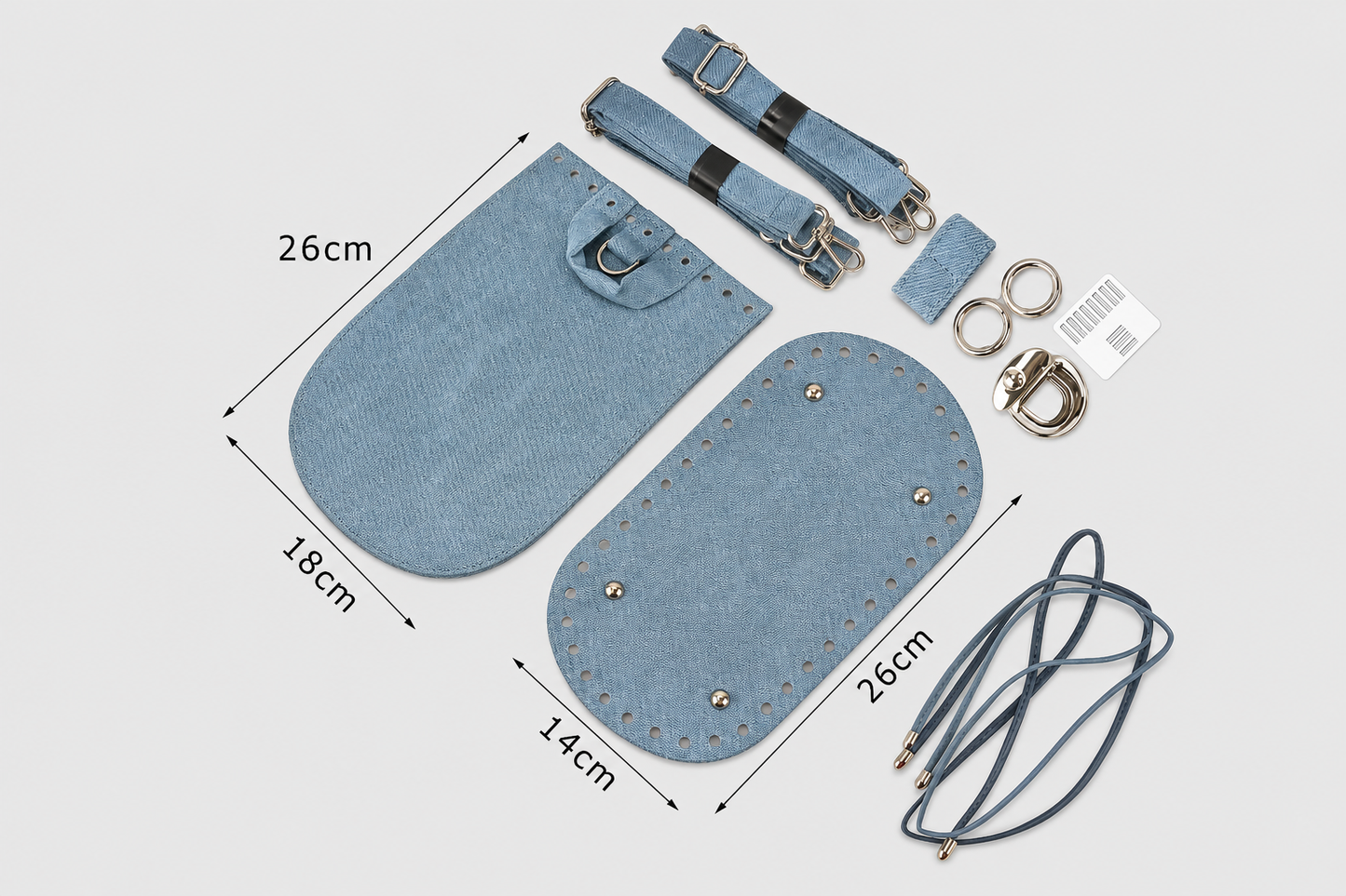 Kit Accessori per Zaini Handmade – Set Completo con Patta, Fondo, Spallacci e Chiusura per Borse Secchiello