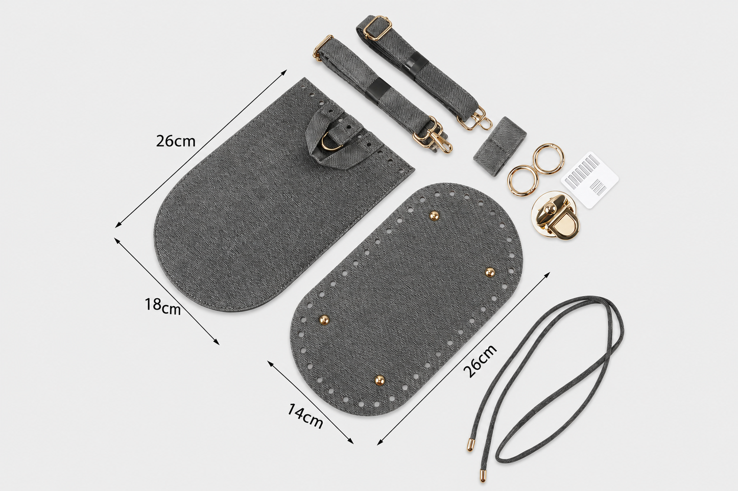 Kit Accessori per Zaini Handmade – Set Completo con Patta, Fondo, Spallacci e Chiusura per Borse Secchiello