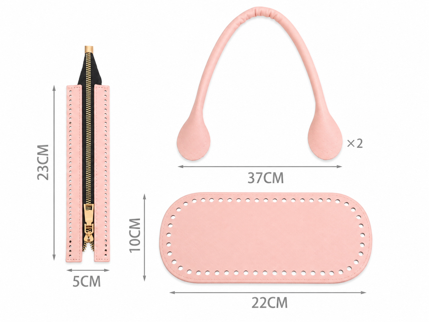 Kit Borsa Fai da Te con Fondo, Cerniera e Manici