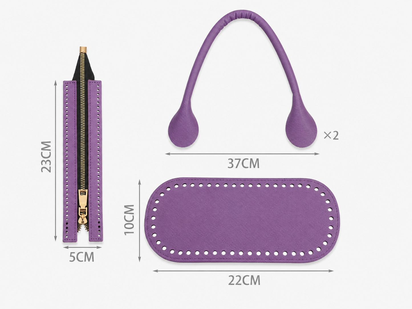 Kit Borsa Fai da Te con Fondo, Cerniera e Manici
