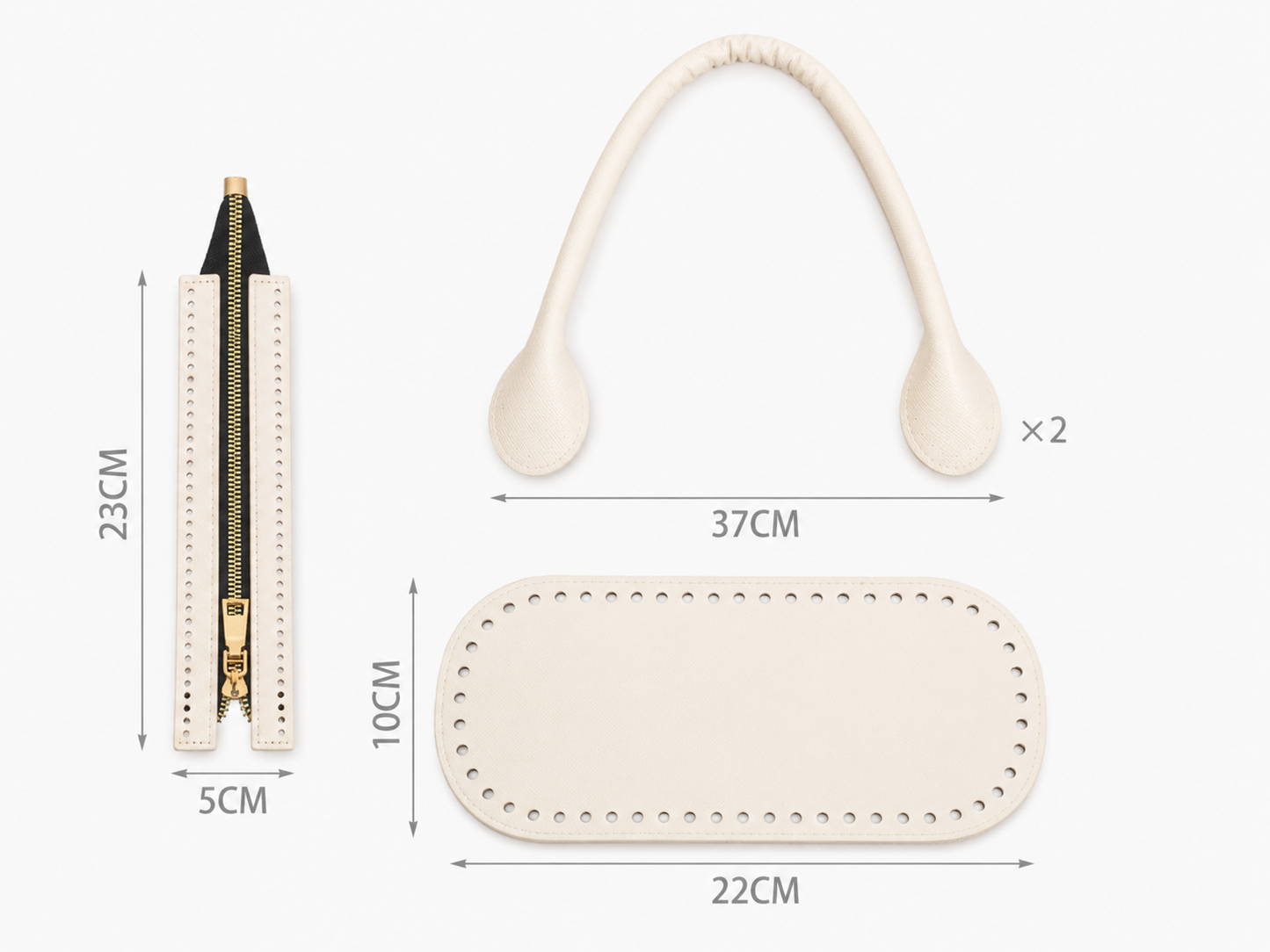Kit Borsa Fai da Te con Fondo, Cerniera e Manici