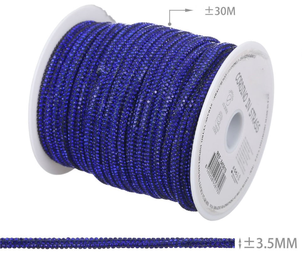 Cordino in Strass 3,5 mm – Rotolo 30 m | Bordino Luminoso per Borse