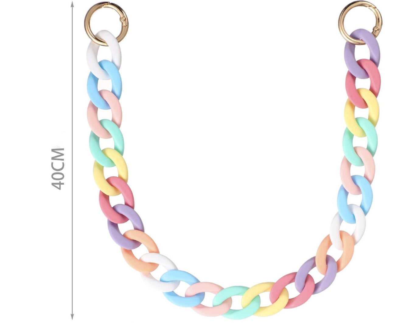 Tracolla Catena Acrilica Multicolor 40 cm con Anelli Oro 844791