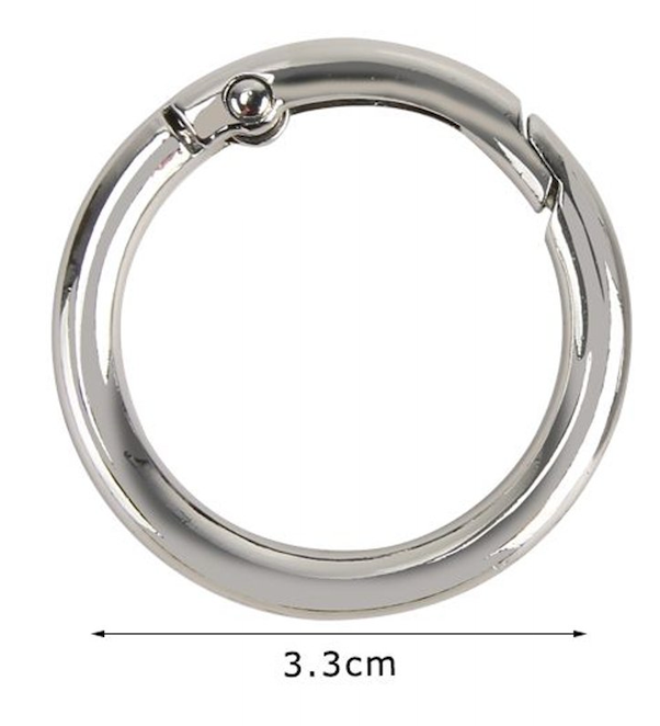 Moschettone Rotondo a Scatto 33 mm 2pz – Anello Apribile per Borse e Accessori (Oro/Argento)