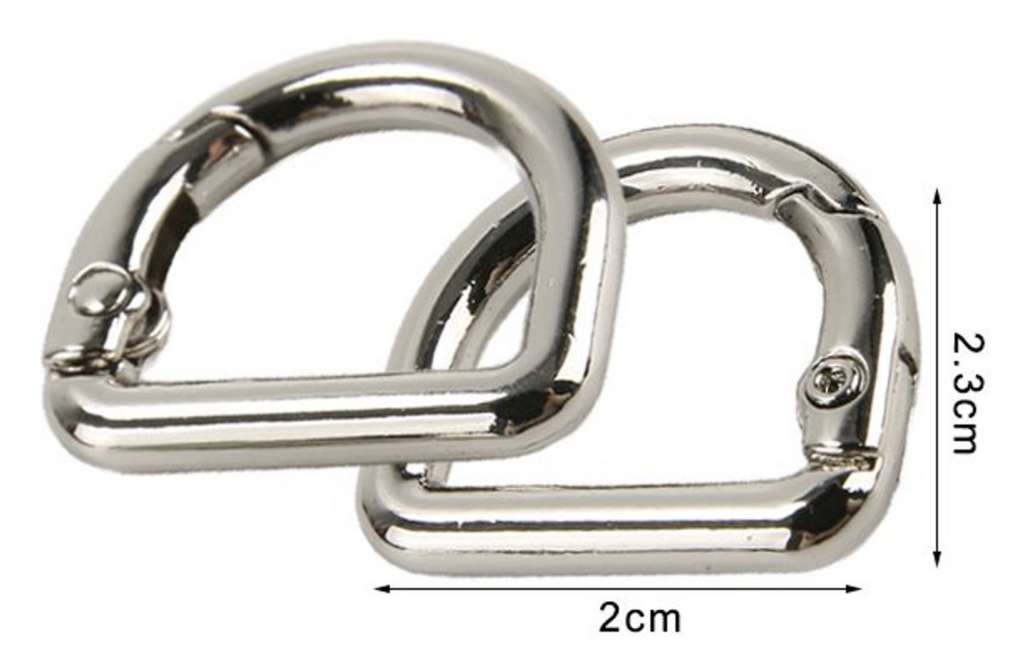 Decorative Carabiners for Bags – Gold and Silver Metal Hooks Various Sizes 2pcs