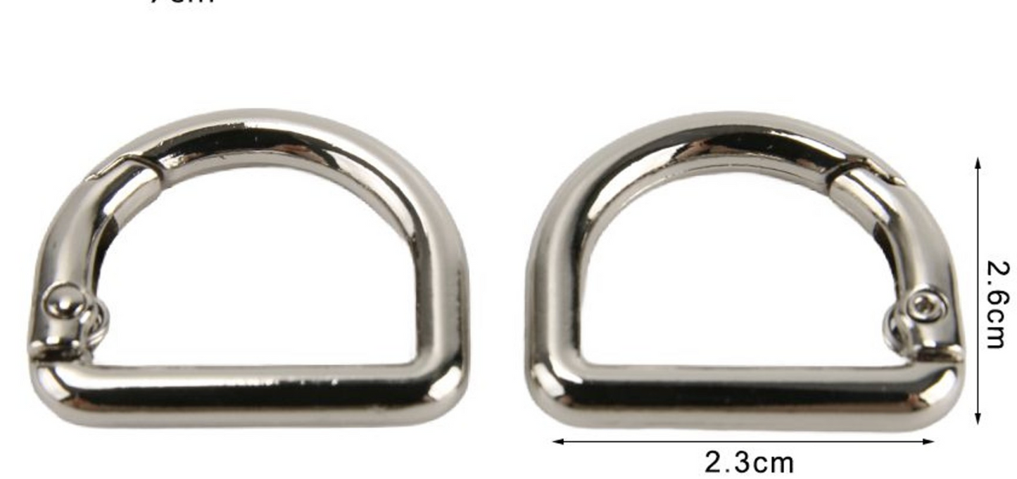 Decorative Carabiners for Bags – Gold and Silver Metal Hooks Various Sizes 2pcs