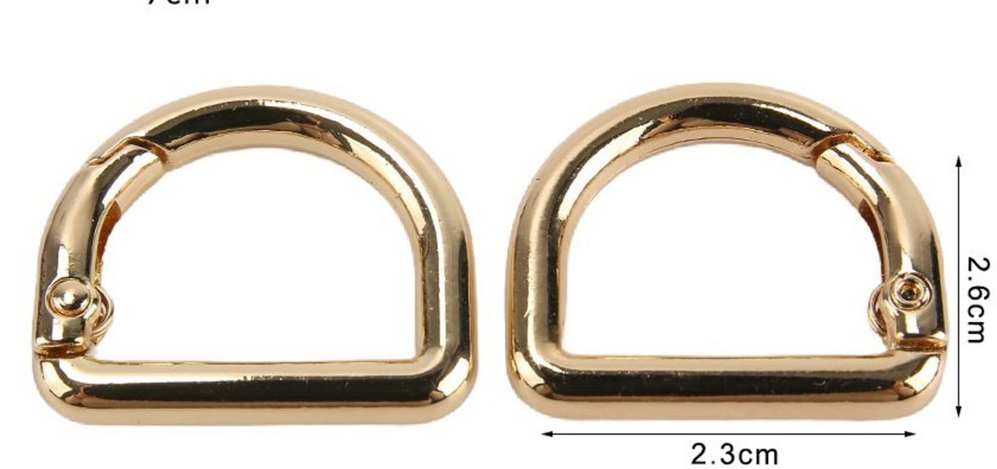 Decorative Carabiners for Bags – Gold and Silver Metal Hooks Various Sizes 2pcs