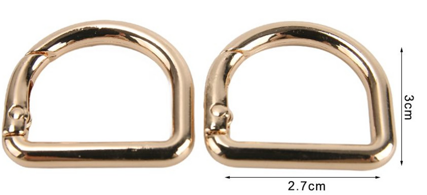 Decorative Carabiners for Bags – Gold and Silver Metal Hooks Various Sizes 2pcs
