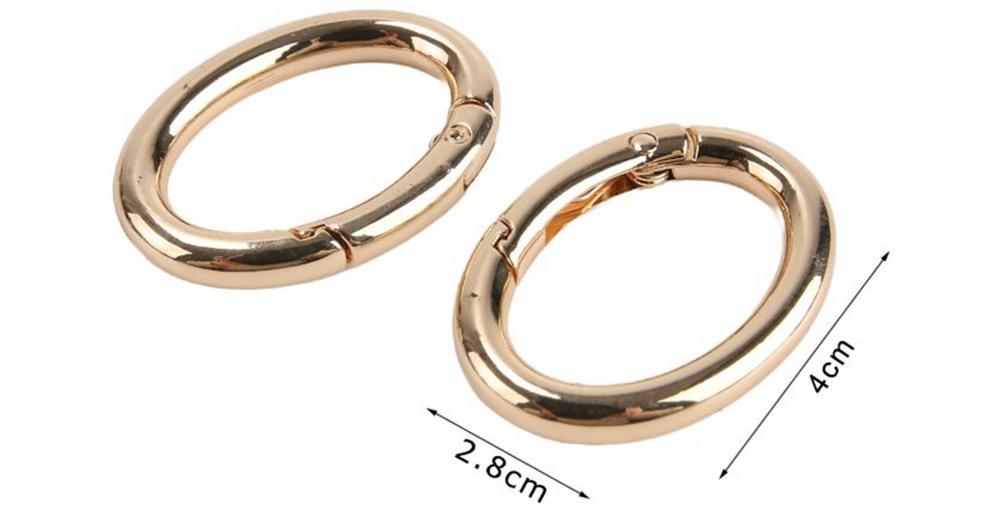 Decorative Carabiners for Bags – Gold and Silver Metal Hooks Various Sizes 2pcs
