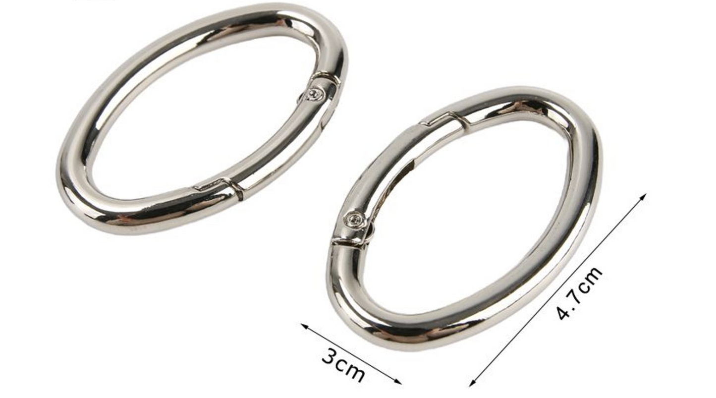 Decorative Carabiners for Bags – Gold and Silver Metal Hooks Various Sizes 2pcs