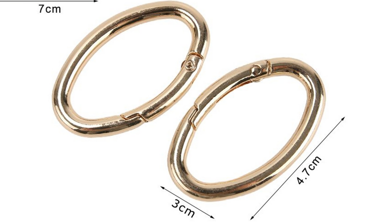 Decorative Carabiners for Bags – Gold and Silver Metal Hooks Various Sizes 2pcs