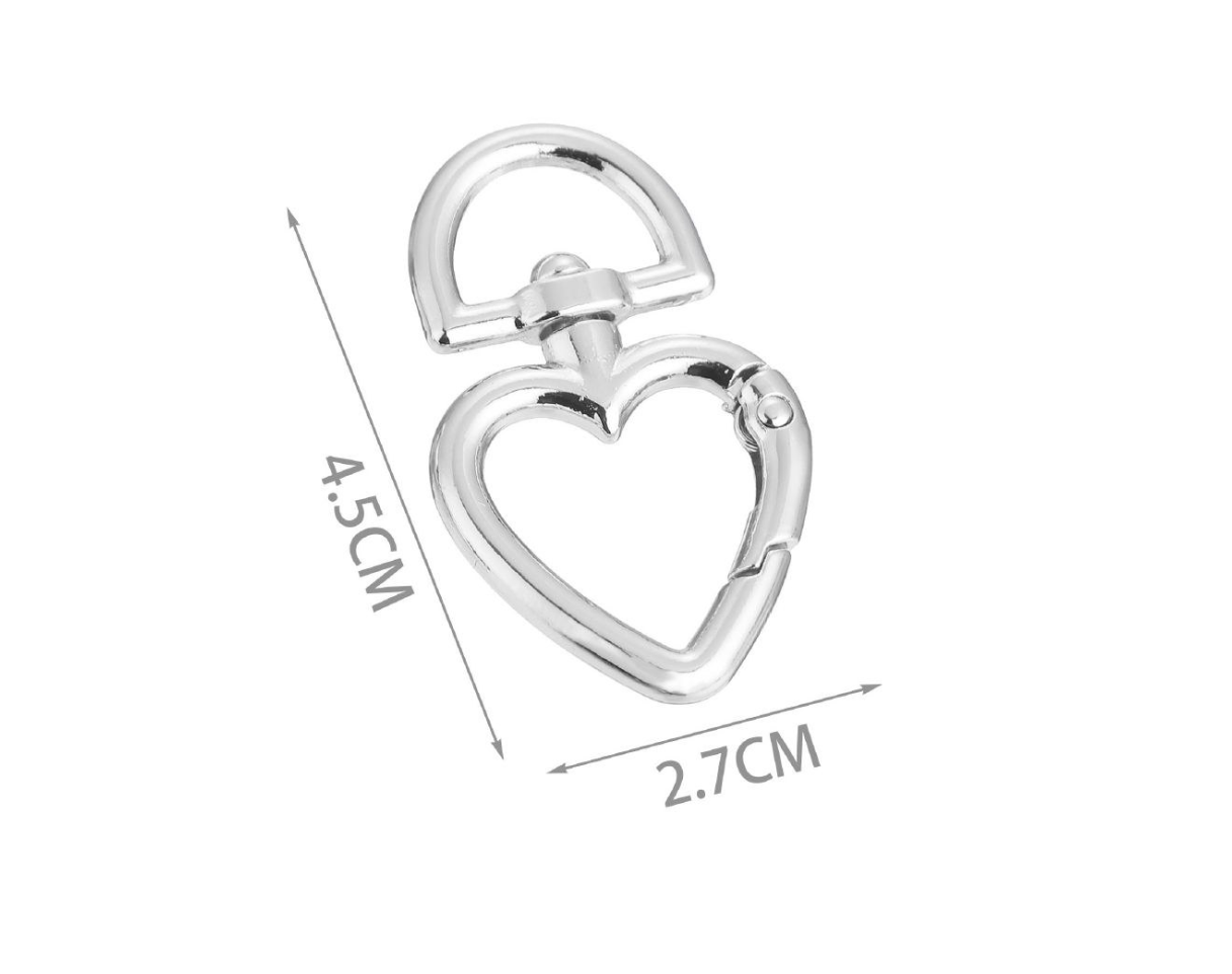 Decorative Carabiner for Bags, Heart and Star – Swivel Metal Hook in Gold or Silver