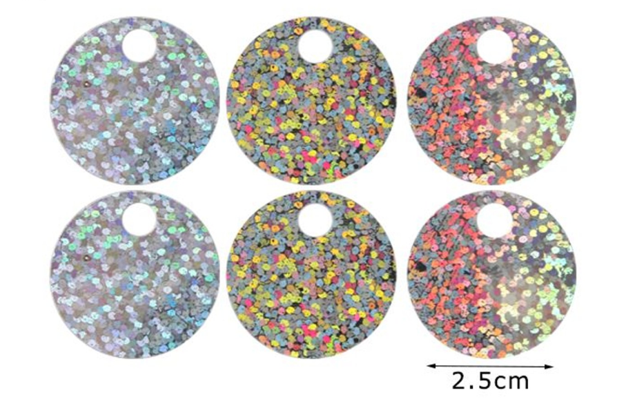 Paillettes Glitterate/brillantinate Maxi Rotonde 2,5 cm con Foro 5mm da 15GR