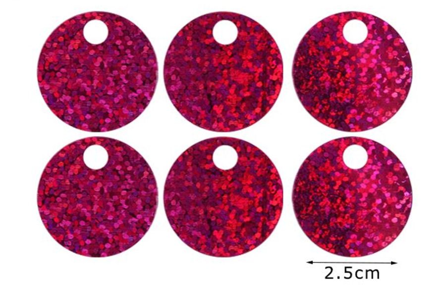 Paillettes Glitterate/brillantinate Maxi Rotonde 2,5 cm con Foro 5mm da 15GR