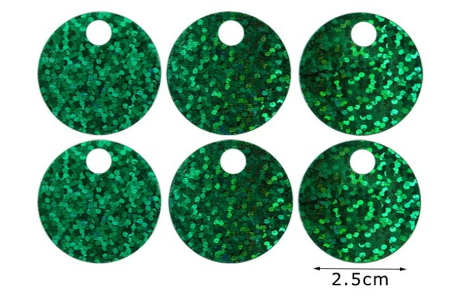 Paillettes Glitterate/brillantinate Maxi Rotonde 2,5 cm con Foro 5mm da 15GR