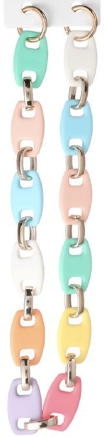 Tracolla Catena Glam in Resina 60 cm – Maglie Rettangolari Colorate con Anelli Metallici per Borse 844801
