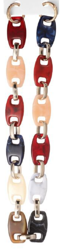 Tracolla Catena Glam in Resina 60 cm – Maglie Rettangolari Colorate con Anelli Metallici per Borse 844801