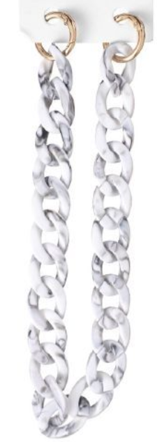 Catena Chunky Glam in Resina 40 cm – Maxi Maglie Ovali Effetto Marmo con Anelli Metallici per Borse 844784
