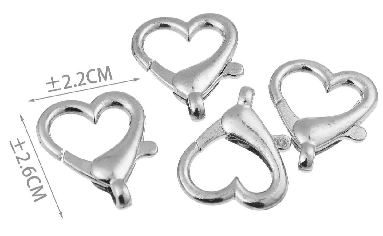 Decorative Carabiner for Bags, Heart and Star – Swivel Metal Hook in Gold or Silver