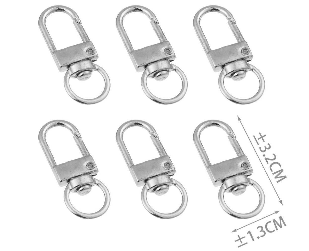 Decorative Carabiner for Bags, Heart and Star – Swivel Metal Hook in Gold or Silver