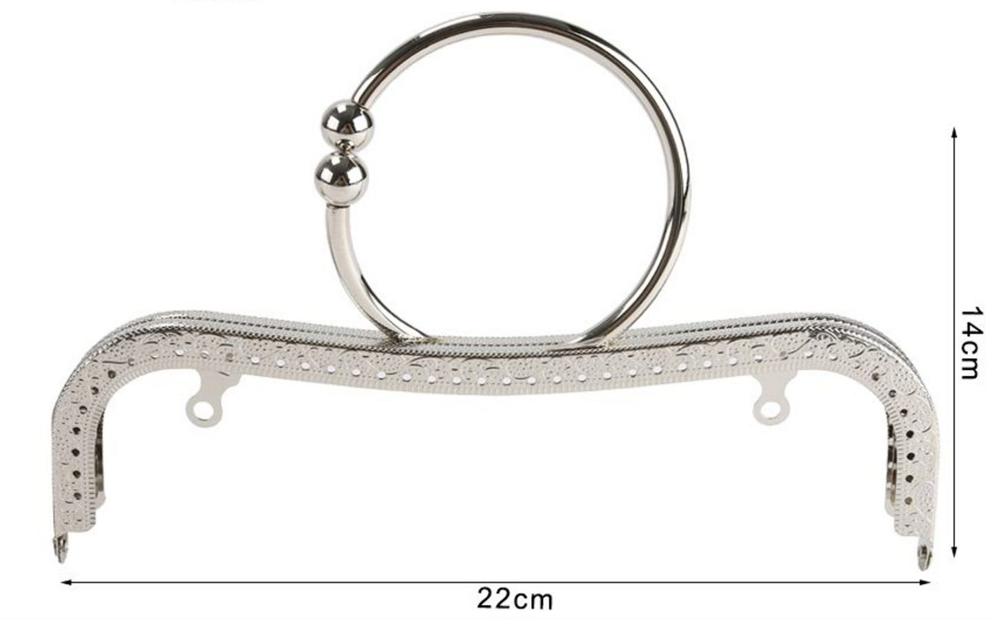 Chiusura per Borsa con Manico Tondo in Metallo 22x14 cm – Telaio Forato per Pochette, Clutch e Borse Handmade