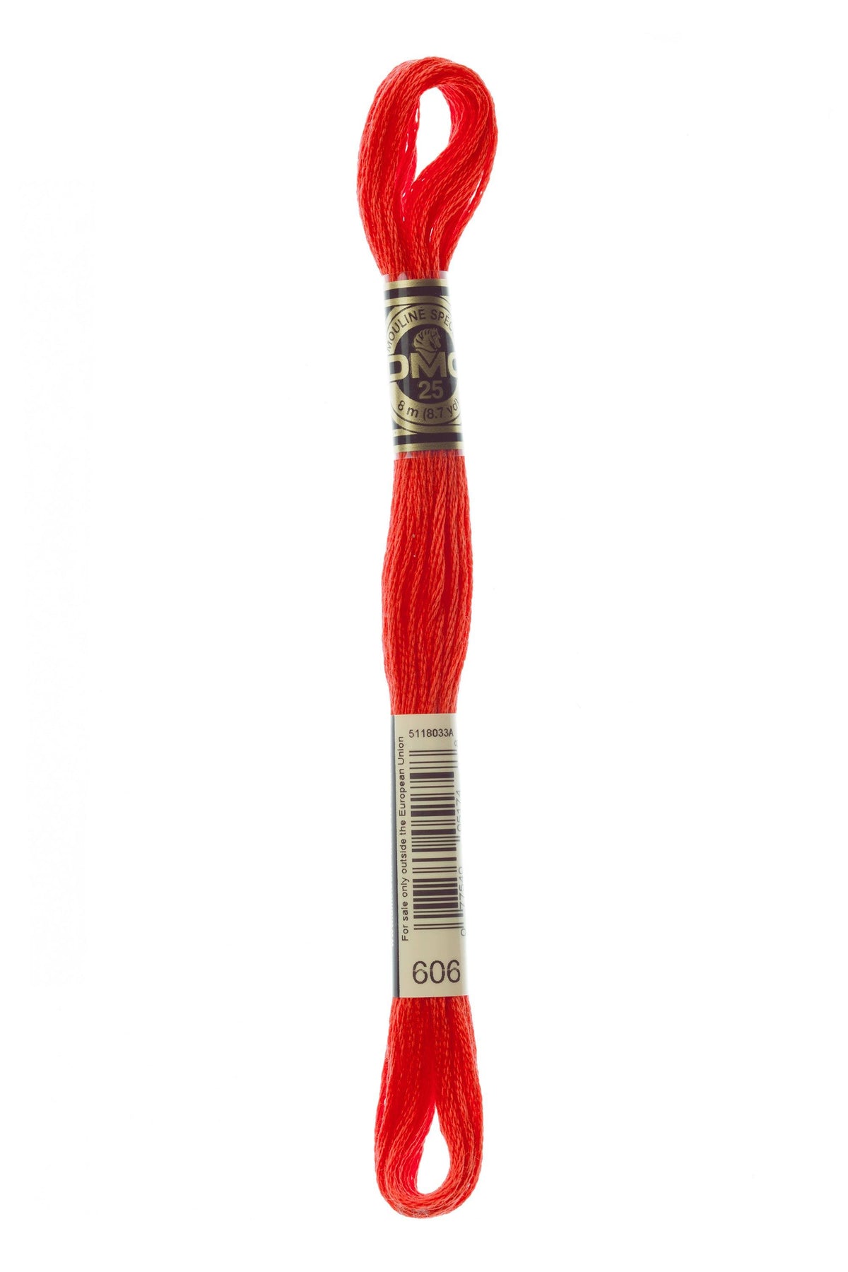 DMC Mouliné Spécial 25, colore 606, matassina da 8 metri, 100% cotone