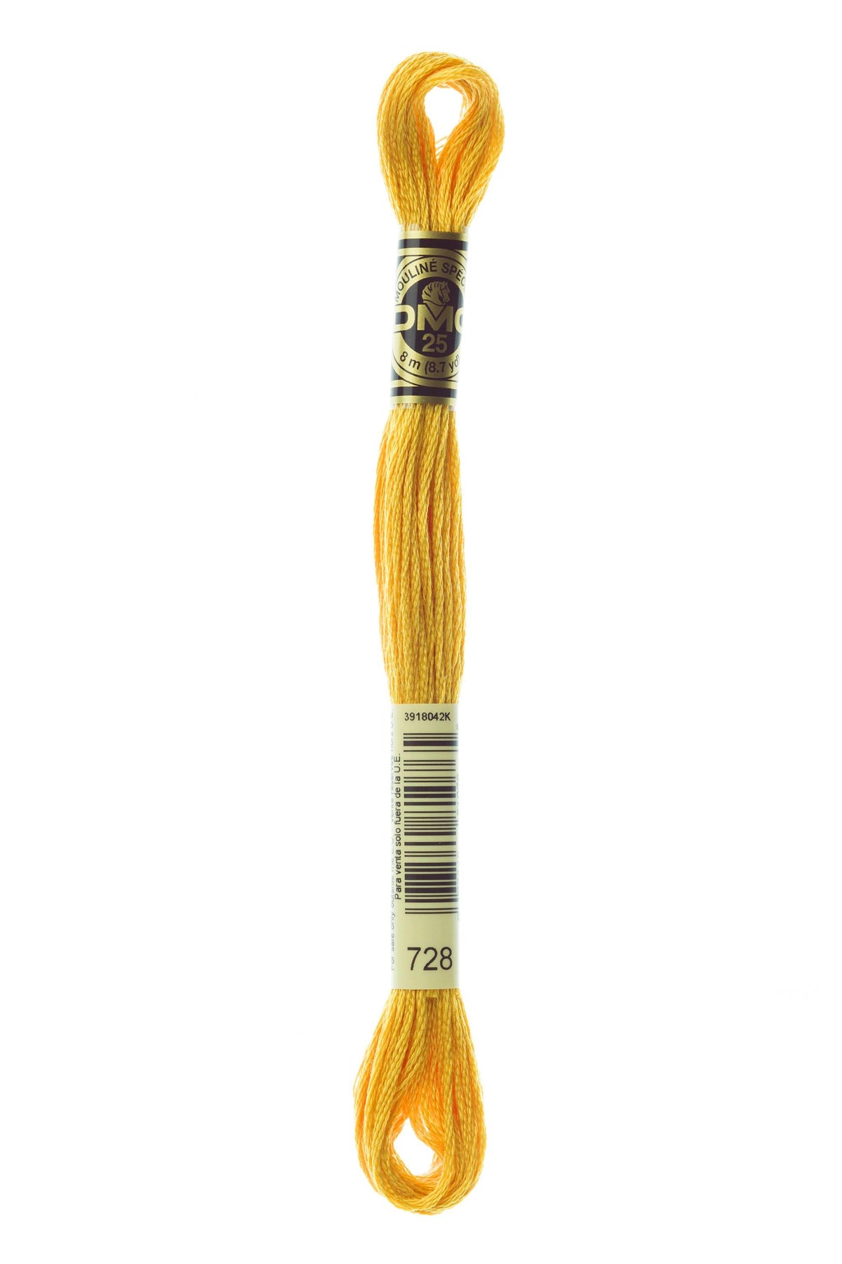 DMC Mouliné Spécial 25, colore 728, matassina da 8 metri, 100% cotone