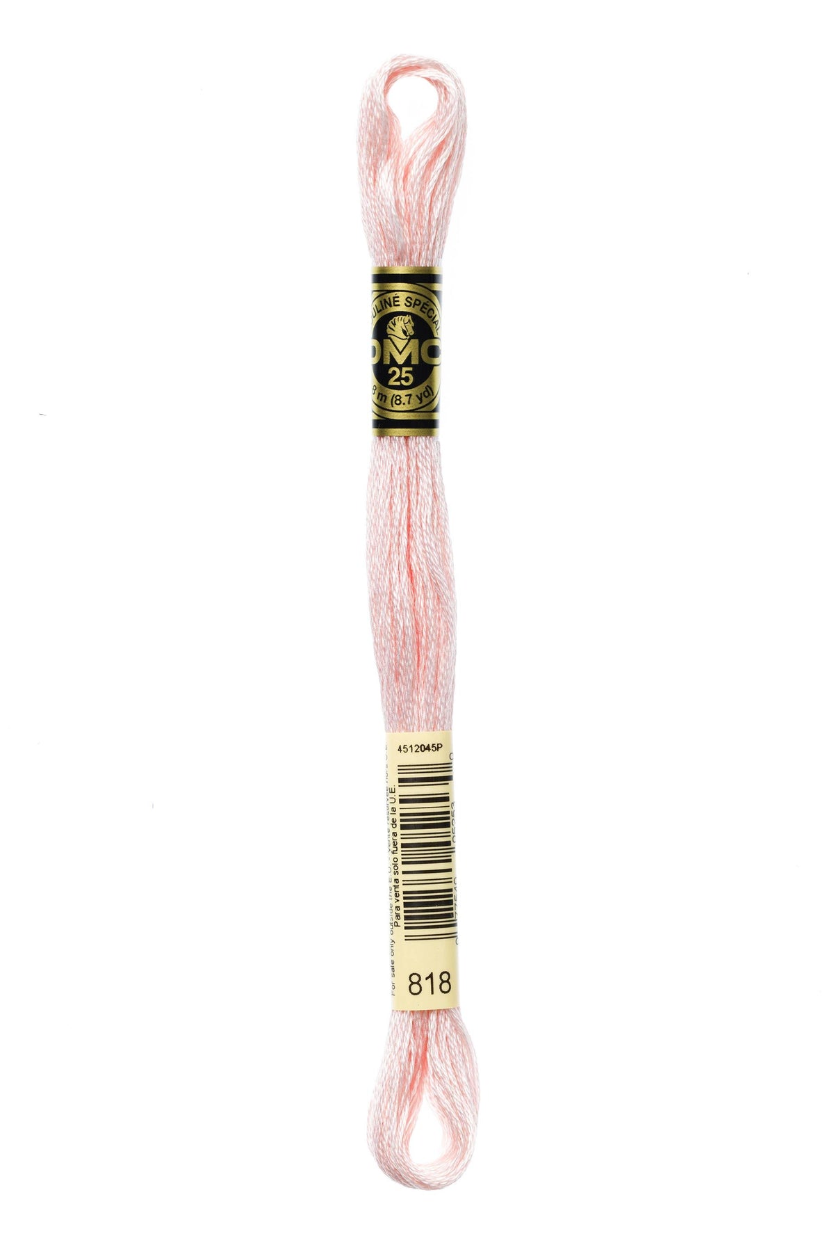DMC Mouliné Spécial 25, colore 818, matassina da 8 metri, 100% cotone